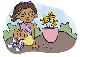 A girl wearing supramalleolar orthotic devices, illustration by Jennifer Latham Robinson, Limb Horizons